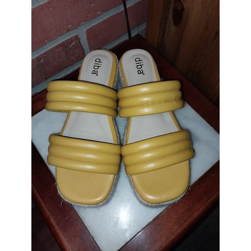 Diba Womens NWOB Size 6 Espadrille Platform Slide Sandals Open‎ Toe Yello…